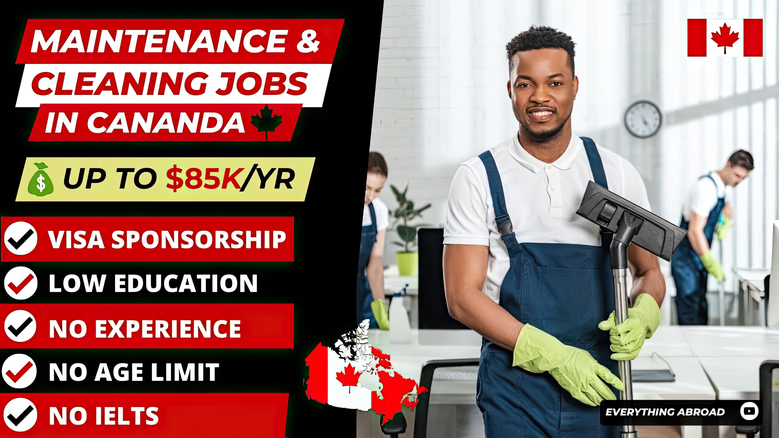 Maintenance & Cleaning Jobs in Canada No IELTS No Age Limit