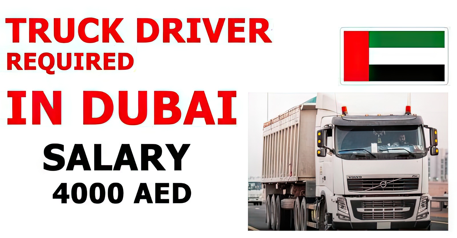 Truck Driver jobs in Dubai with Visa Scholarship