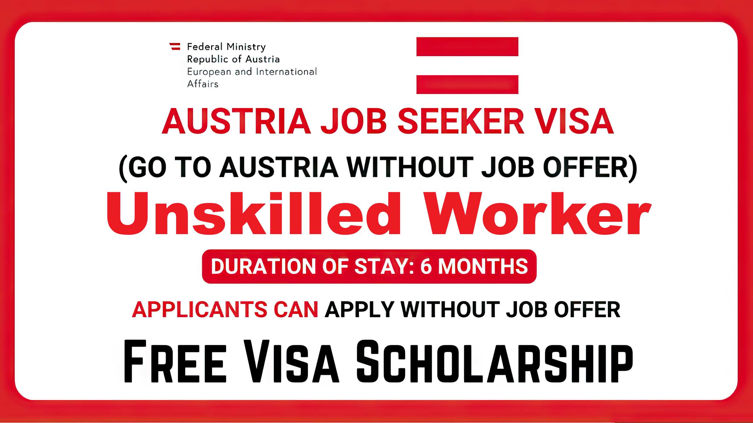 Unskilled Worker Jobs in Austria with Job Seeker Visa Scholarship